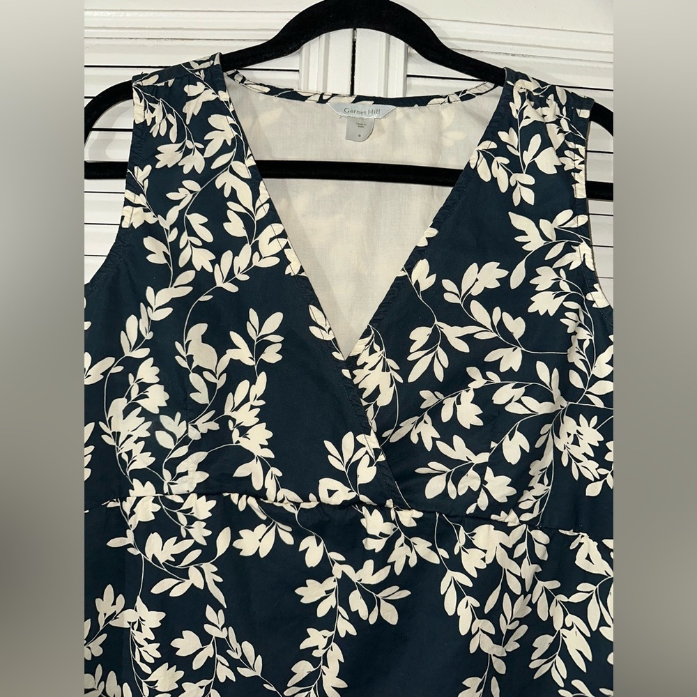 Garnet Hill Navy and White Floral Mini Dress - Picture 3 of 11